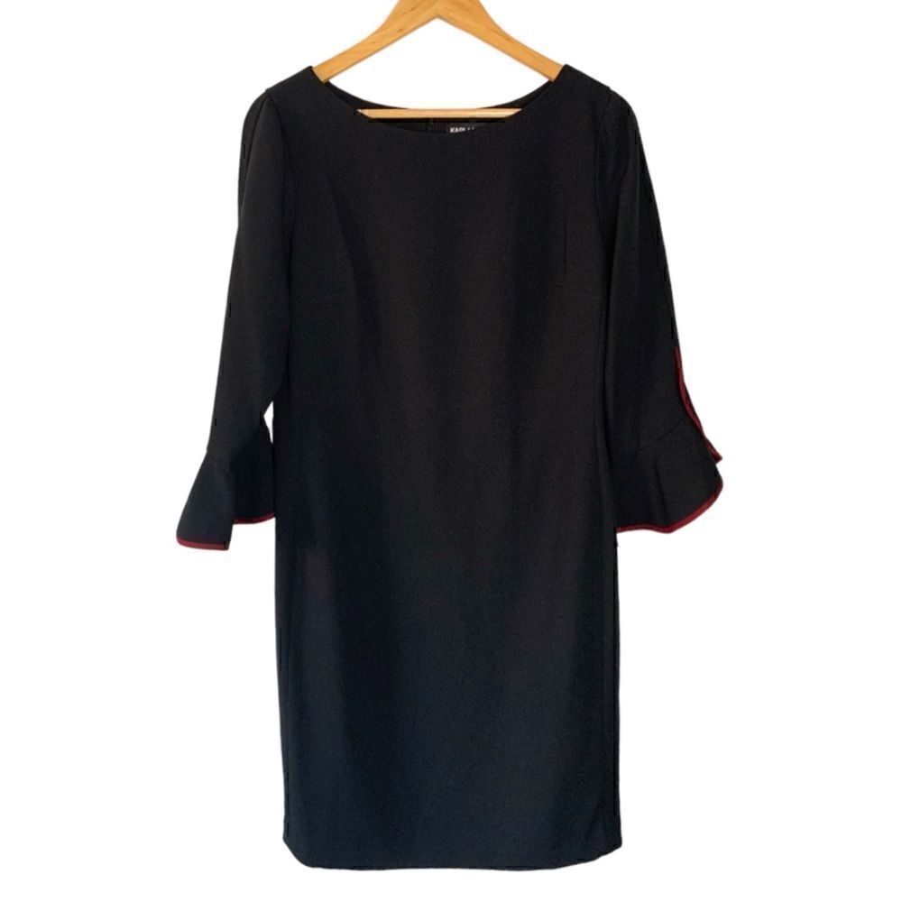 Karl Lagerfeld Paris Black Sheath Dress Knee Length Size 8